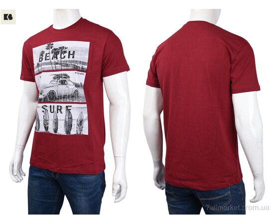 Футболка чоловіча Літо 3707-0078-4 bordo (4 шт. р.сіткаM-2XL) "BIG" недорого оптом від прямого постачальника, зображення 3