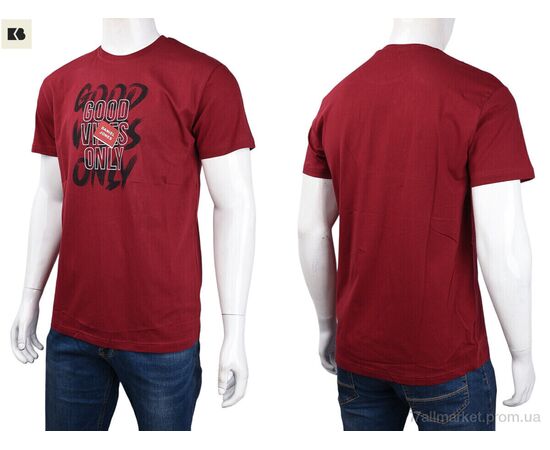 Футболка чоловіча Літо 3707-0060-1 bordo (4 шт. р.сіткаM-2XL) "BIG" недорого оптом від прямого постачальника, зображення 3