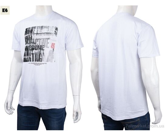 Футболка чоловіча Літо 3707-109-4 white (4 шт. р.сіткаM-2XL) "BIG" недорого оптом від прямого постачальника, зображення 3