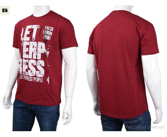 Футболка чоловіча Літо 3707-108 bordo (4 шт. р.сіткаM-2XL) "BIG" недорого оптом від прямого постачальника, зображення 3