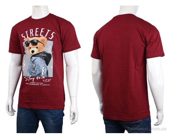 Футболка чоловіча Літо 3707-118 bordo (4 шт. р.сіткаM-2XL) "Мир" недорого оптом від прямого постачальника, зображення 3