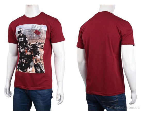 Футболка чоловіча Літо 3707-091-2 bordo (4 шт. р.сіткаM-2XL) "Мир" недорого оптом від прямого постачальника, зображення 3
