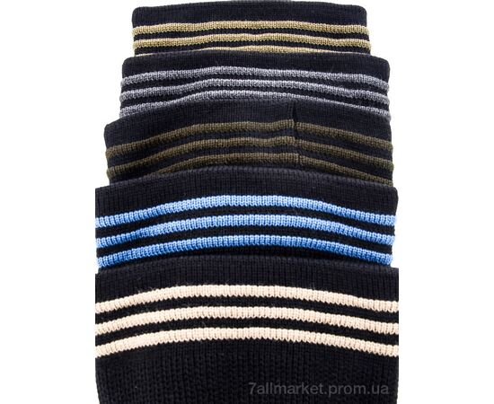 Шапка чоловіча Зима Полоска тонкая mix (5 шт. р.сітка58-60) "Red Hat" недорого оптом від прямого постачальника, зображення 3