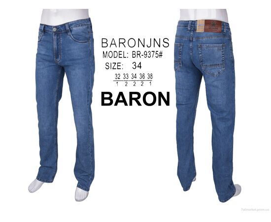 Джинси чоловічі Весна/осінь BR9375 (8 шт. р.сітка32-38) "Baron" недорого оптом від прямого постачальника, зображення 4