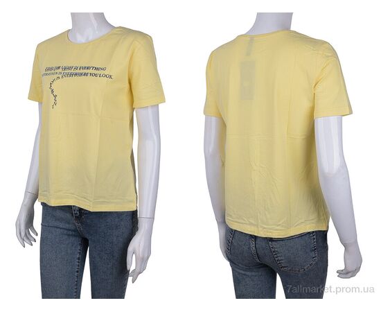 Фотография Футболка женская Лето 3488-2304-7 yellow (4 шт. р.сетка One size) "Мир" недорого оптом от прямого поставщика, изображение 3