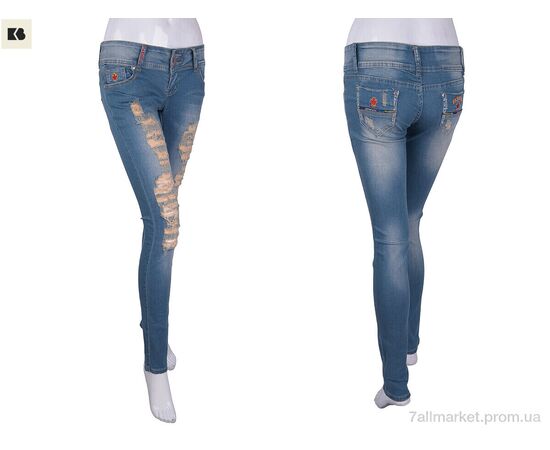 Джинси жіночі Весна/осінь D0753 blue (6 шт. р.сітка25-30) "BIG" недорого оптом від прямого постачальника, зображення 3