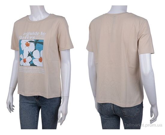 Фотография Футболка женская Лето 3488-22 beige (4 шт. р.сетка One size) "Мир" недорого оптом от прямого поставщика, изображение 3