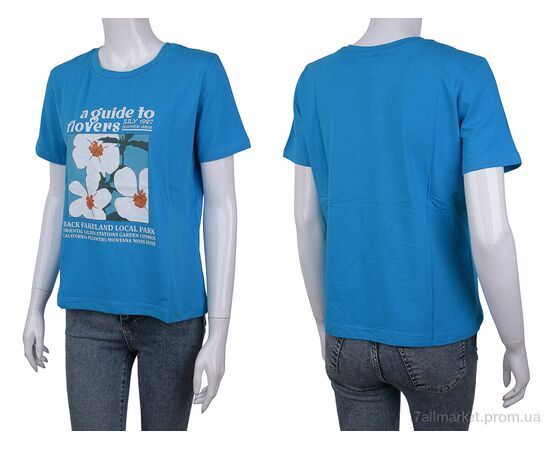 Фотография Футболка женская Лето 3488-23 blue (4 шт. р.сетка One size) "Мир" недорого оптом от прямого поставщика, изображение 3
