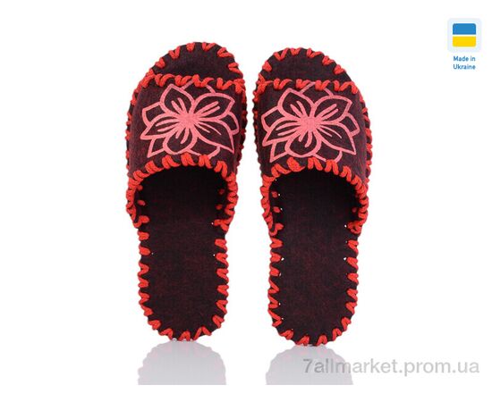 Тапки жіночі для будинку Весна/осінь 285W бордо (9 пар р.36-41) "Active" недорого оптом від прямого постачальника, зображення 2