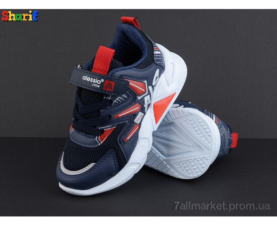 Фотография Кроссовки детские модные Весна/осень 049 blue-red (26-30) (8 пар р.26-30) "Sharif" недорого оптом от прямого поставщика, изображение 2