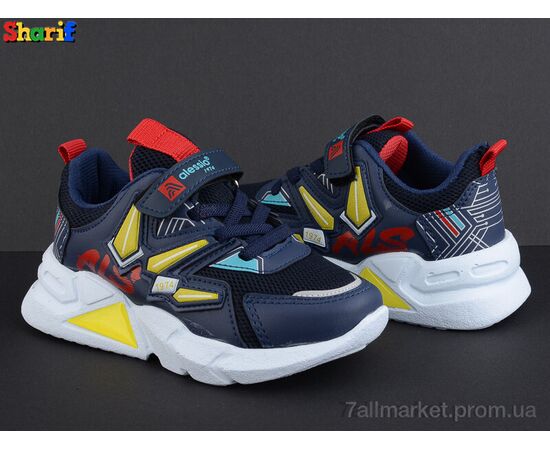 Кросівки дитячі модні Весна/осінь 049 blue-yellow (26-30) (8 пар р.26-30) "Sharif" недорого оптом від прямого постачальника, зображення 2