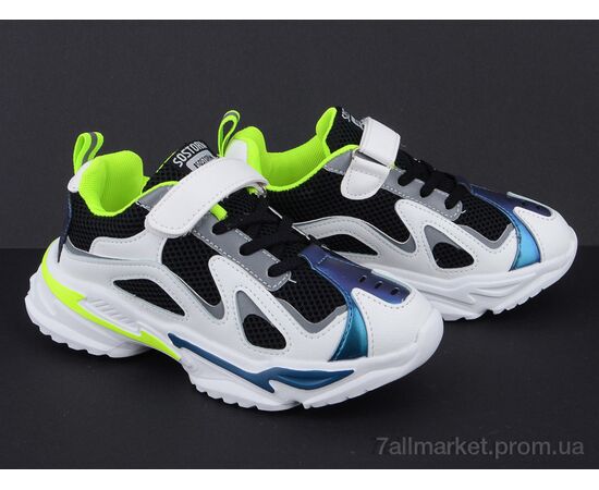 Фотография Кроссовки детские модные Весна/осень Q73-801 white-black (6 пар р.31-36) "Violeta" недорого оптом от прямого поставщика, изображение 2