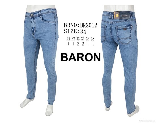 Джинси чоловічі Весна/осінь BR2012 (8 шт. р.сітка31-38) "Baron" недорого оптом від прямого постачальника, зображення 4