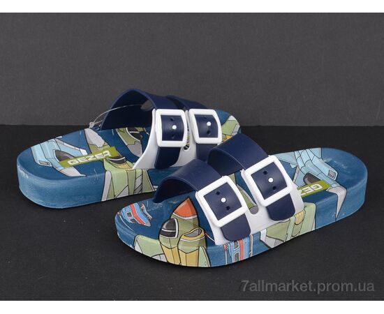 Фотография Шлепки детские летние Лето 11379 blue-khaki (6 пар р.30-35) "Violeta" недорого оптом от прямого поставщика, изображение 2