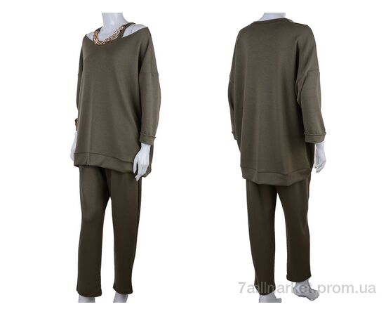 Жіночий костюм Весна/осінь BJ20221042 green (3 шт. р.сітка44-48) "Gelsomino" недорого оптом від прямого постачальника, зображення 3