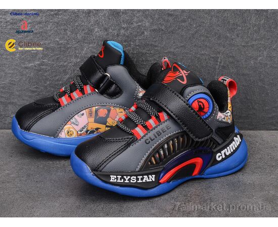 Фотография Кроссовки детские модные Весна/осень L353 black-grey (6 пар р.26-31) "Clibee-Doremi" недорого оптом от прямого поставщика, изображение 2