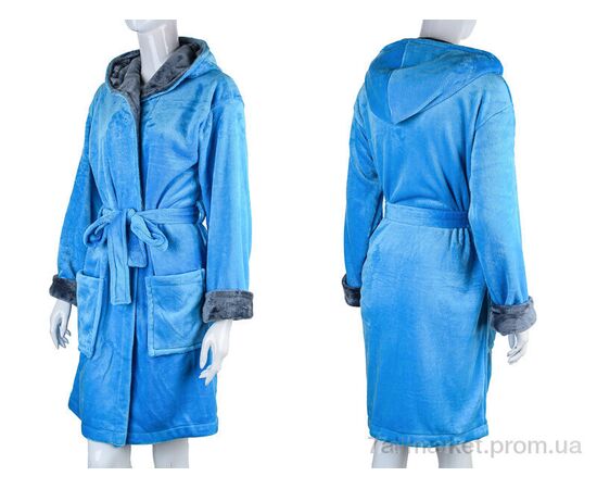 Халат жіночий Весна/осінь 100010 blue (4 шт. р.сіткаS-XL) "Ledi-Sharm" недорого оптом від прямого постачальника, зображення 3