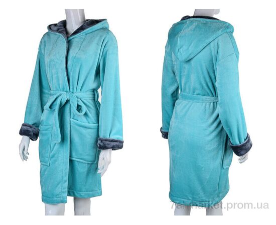 Халат жіночий Весна/осінь 100010 l.blue (4 шт. р.сіткаS-XL) "Ledi-Sharm" недорого оптом від прямого постачальника, зображення 3
