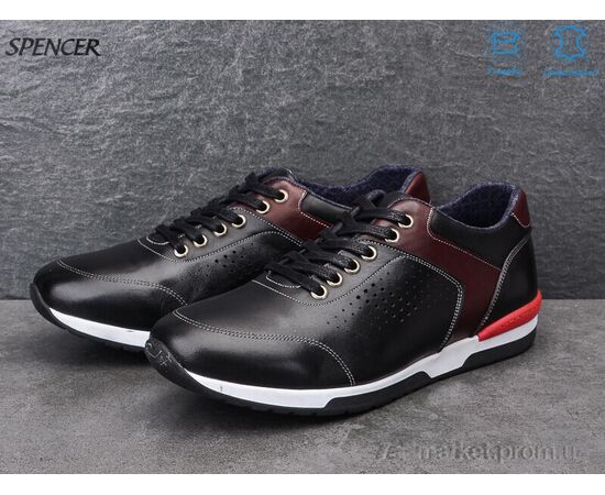 Кросівки чоловічі модні Весна/осінь 71 black кожа (8 пар р.40-44) "Spencer" недорого оптом від прямого постачальника, зображення 2