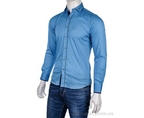 Чоловіча сорочка Весна/осінь 2383 blue (24 шт. р.сіткаS-3XL) "Enrico" недорого оптом від прямого постачальника, зображення 2