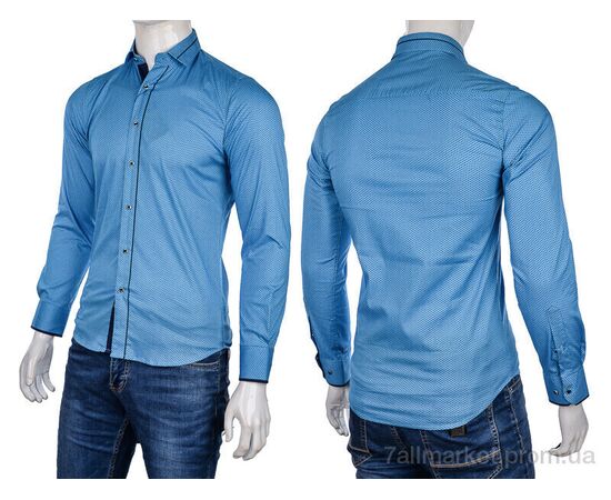 Чоловіча сорочка Весна/осінь 2383 blue (24 шт. р.сіткаS-3XL) "Enrico" недорого оптом від прямого постачальника, зображення 4