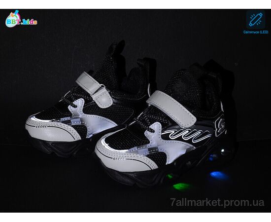 Фотография Кроссовки детские модные Весна/осень H6076-2 LED (8 пар р.22-27) "BBT" недорого оптом от прямого поставщика, изображение 2
