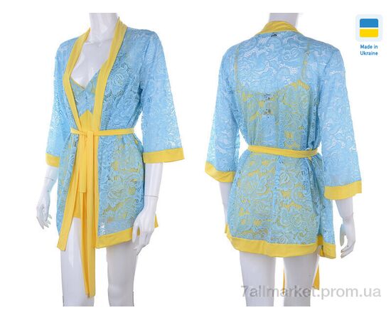 Фотография Ночная рубашка Весна/осень 0511 yellow-l.blue (3 шт. р.сетка S-L) "Nadia & Natali" недорого оптом от прямого поставщика, изображение 3