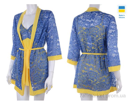 Фотография Ночная рубашка Весна/осень 0511 yellow-d.blue (3 шт. р.сетка S-L) "Nadia & Natali" недорого оптом от прямого поставщика, изображение 3