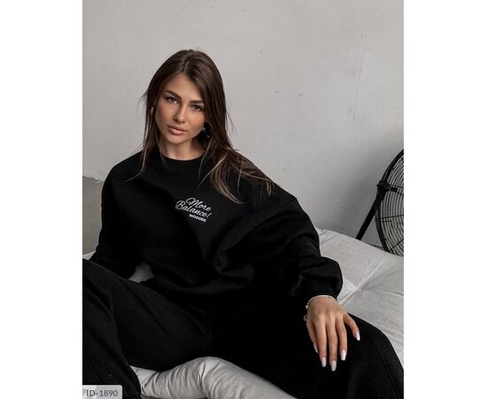 Жіночий костюм на флісі з широкими брюками і худий оверсайз великого розміру. р.48-52 "BEST FASHION" купити недорого від прямого постачальника, зображення 3