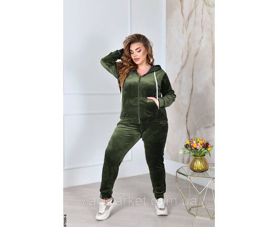 Спортивний костюм жіночий на блискавці велюр супербатал 54,56.58.60 (7кв) "NOWEMBER", зображення 2