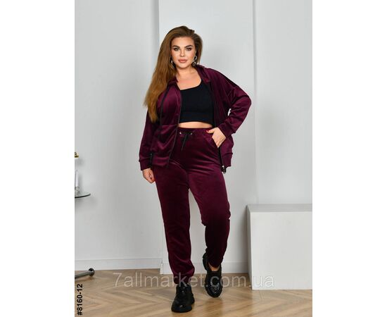 Спортивний костюм жіночий на блискавці велюр супербатал 54,56.58.60 (5кв) "NOWEMBER", зображення 2