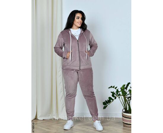 Спортивний костюм жіночий на блискавці велюр супербатал 54,56.58.60 (7кв) "NOWEMBER", зображення 3