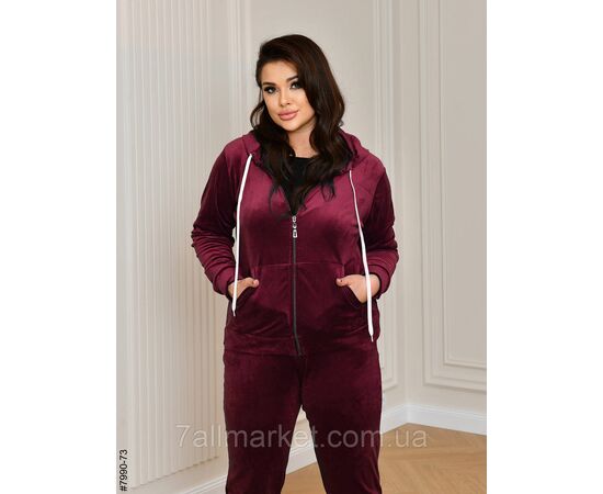 Спортивний костюм жіночий на блискавці велюр супербатал 54,56.58.60 (7кв) "NOWEMBER", зображення 5