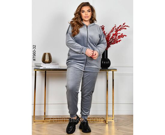 Фотография Спортивный костюм женский на молнии велюр супербатал 54-56,56-58,58-60 (8цв) "NOWEMBER", изображение 2