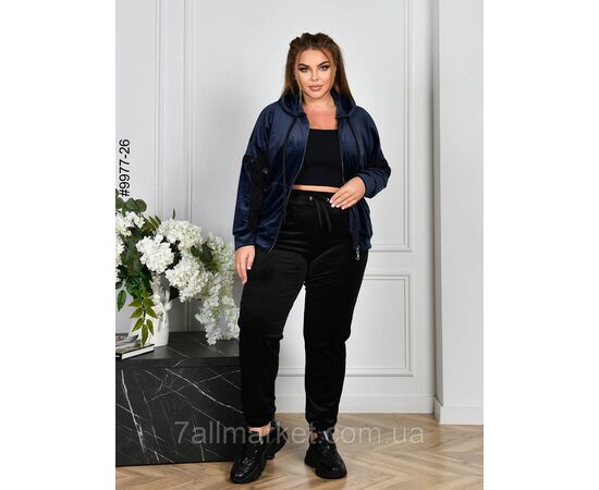 Спортивний костюм жіночий на блискавці велюр батал 54,56,58,60 (6кв) "NOWEMBER", зображення 4