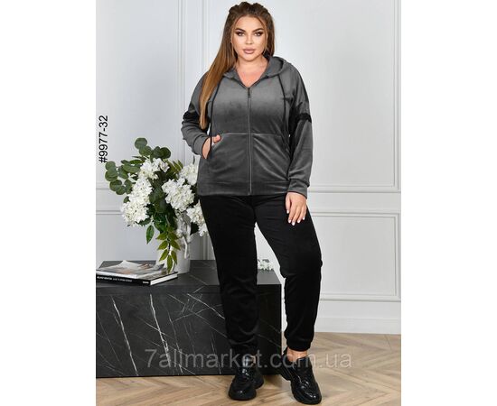 Спортивний костюм жіночий на блискавці велюр батал 54,56,58,60 (6кв) "NOWEMBER", зображення 5