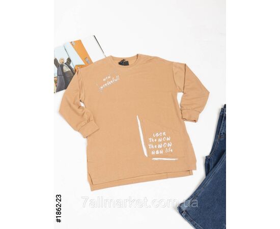 Фотография Женский батник с принтом двунитка полубатал S-M, M-L, L-XL (3цв) "NOWEMBER" недорого от прямого поставщика, изображение 2