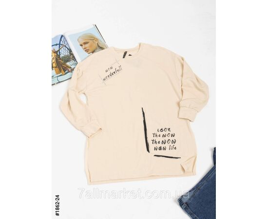 Фотография Женский батник с принтом двунитка полубатал S-M, M-L, L-XL (3цв) "NOWEMBER" недорого от прямого поставщика, изображение 3