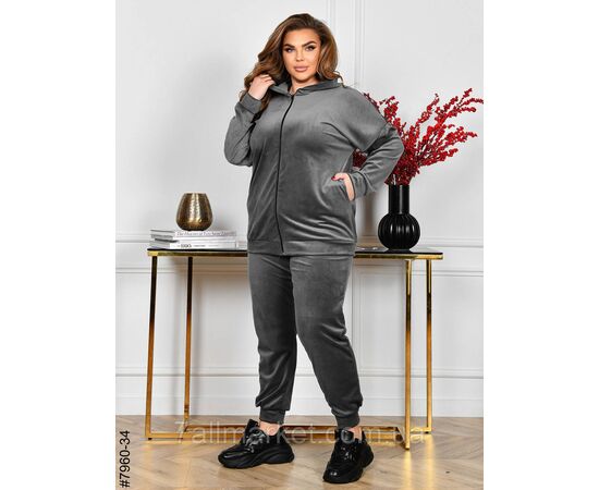 Фотография Спортивный костюм женский на молнии велюр супербатал 54-56,56-58,58-60 (8цв) "NOWEMBER", изображение 6