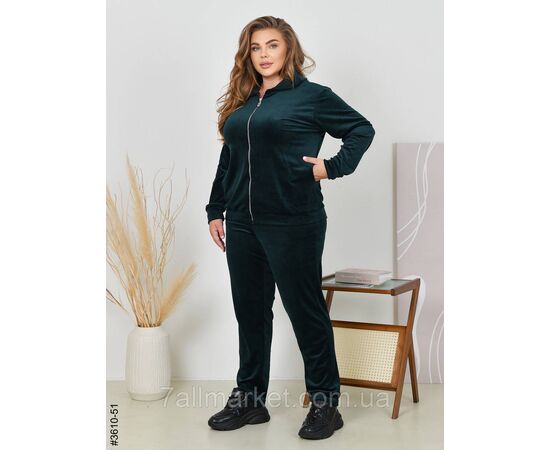 Фотография Спортивный костюм женский на молнии велюр батал 54,56,58 (10цв) "NOWEMBER" недорого от прямого поставщика, изображение 10