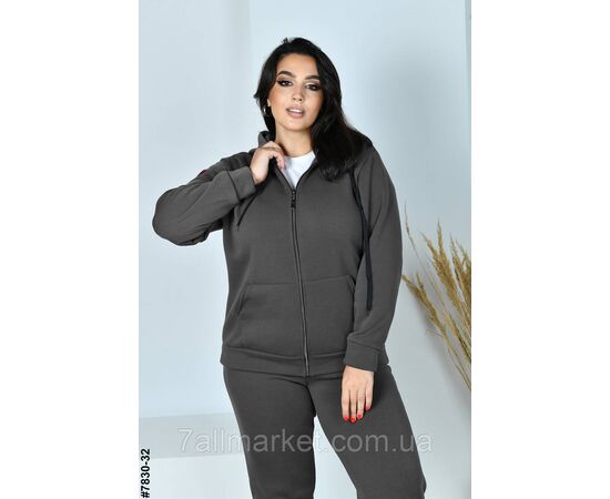 Спортивний костюм жіночий на блискавці тринитка на флісі батал 54,56,58,60 (10кв) "NOWEMBER", зображення 2