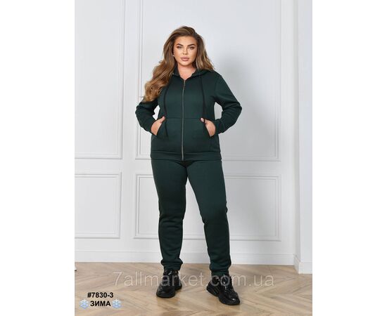 Спортивний костюм жіночий на блискавці тринитка на флісі батал 54,56,58,60 (10кв) "NOWEMBER", зображення 3