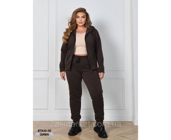 Спортивний костюм жіночий на блискавці тринитка на флісі батал 54,56,58,60 (10кв) "NOWEMBER", зображення 4