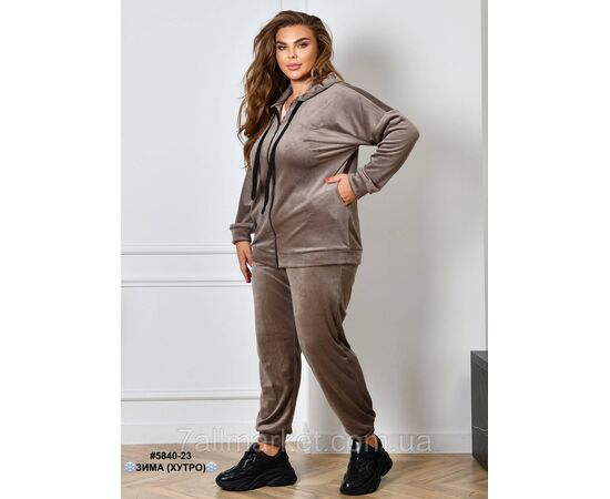 Спортивний костюм жіночий на блискавці велюр на хутрі батал 52,54,58 "NOWEMBER", зображення 3