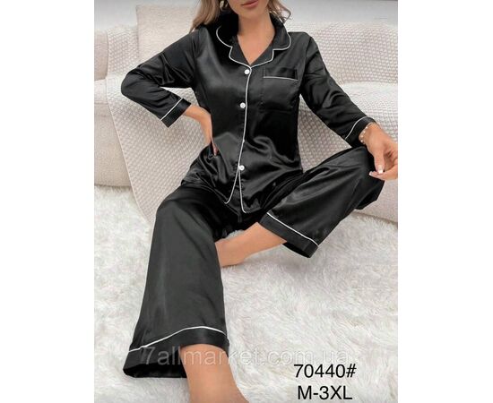 Піжама жіноча шовкова р-ри M-3XL (5 кв)"FLOWER" купити недорого від прямого постачальника, зображення 2