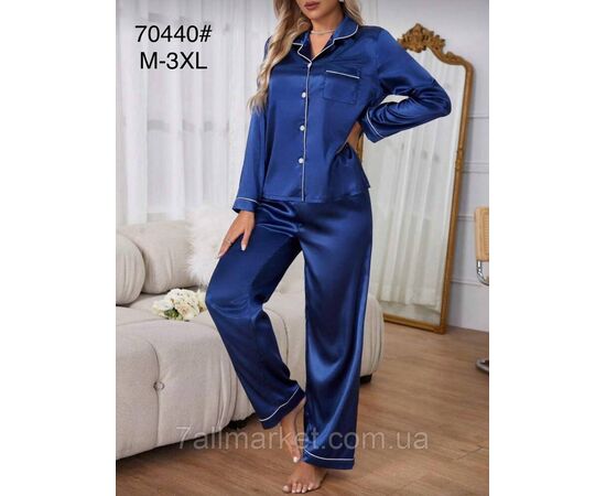 Піжама жіноча шовкова р-ри M-3XL (5 кв)"FLOWER" купити недорого від прямого постачальника, зображення 3