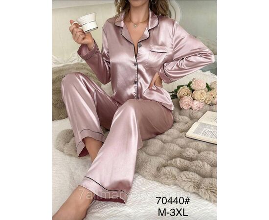 Піжама жіноча шовкова р-ри M-3XL (5 кв)"FLOWER" купити недорого від прямого постачальника, зображення 4