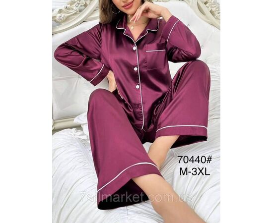 Піжама жіноча шовкова р-ри M-3XL (5 кв)"FLOWER" купити недорого від прямого постачальника, зображення 5