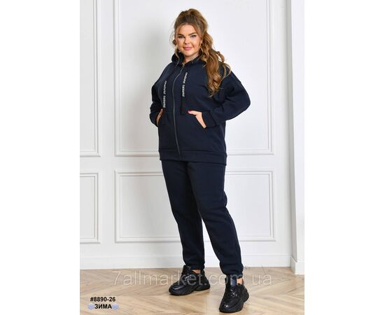 Спортивний костюм жіночий на блискавці тринитка на флісі супербатал 56,58,60,62 (7кв) "NOWEMBER", зображення 3