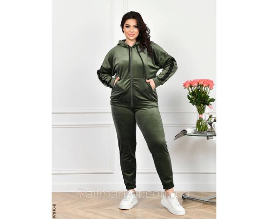 Спортивний костюм жіночий на блискавці велюр супербатал 54,56.58.60 (7кв) "NOWEMBER", зображення 3